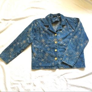 Embroidered Blue Denim Jean Jacket SzM